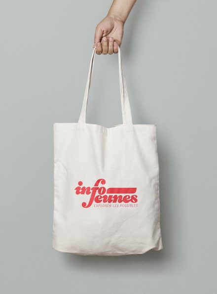 Logotype, logo, totebag, info jeunes, grand est, christine sejean, graphisme, identité visuelle