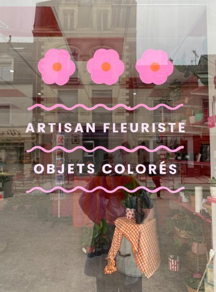 artisan fleuriste, objets colores, graphisme, logotype, logo, christine sejean, graphiste, peintre en lettres, reims, enseigne