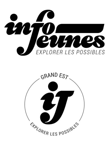 Logotype, logo, sigle, info jeunes, grand est, christine sejean, graphisme, identité visuelle